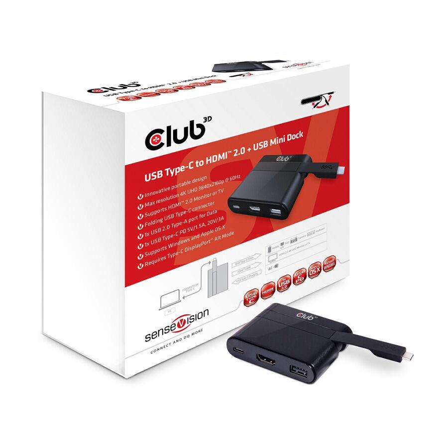 Club 3D Mini Docking USB-C to HDMI 4K60Hz + USB + USB-C 60W