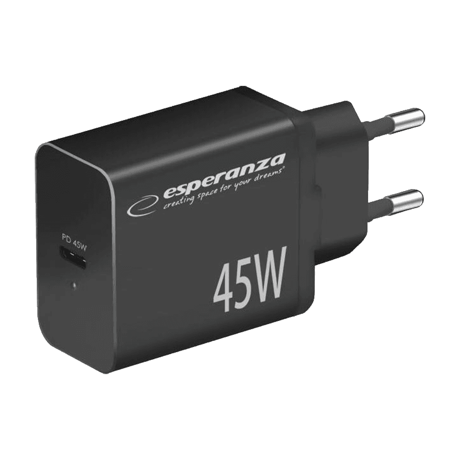 Esperanza USB punjač Type-C fast charger 45W USB-C PD, black
