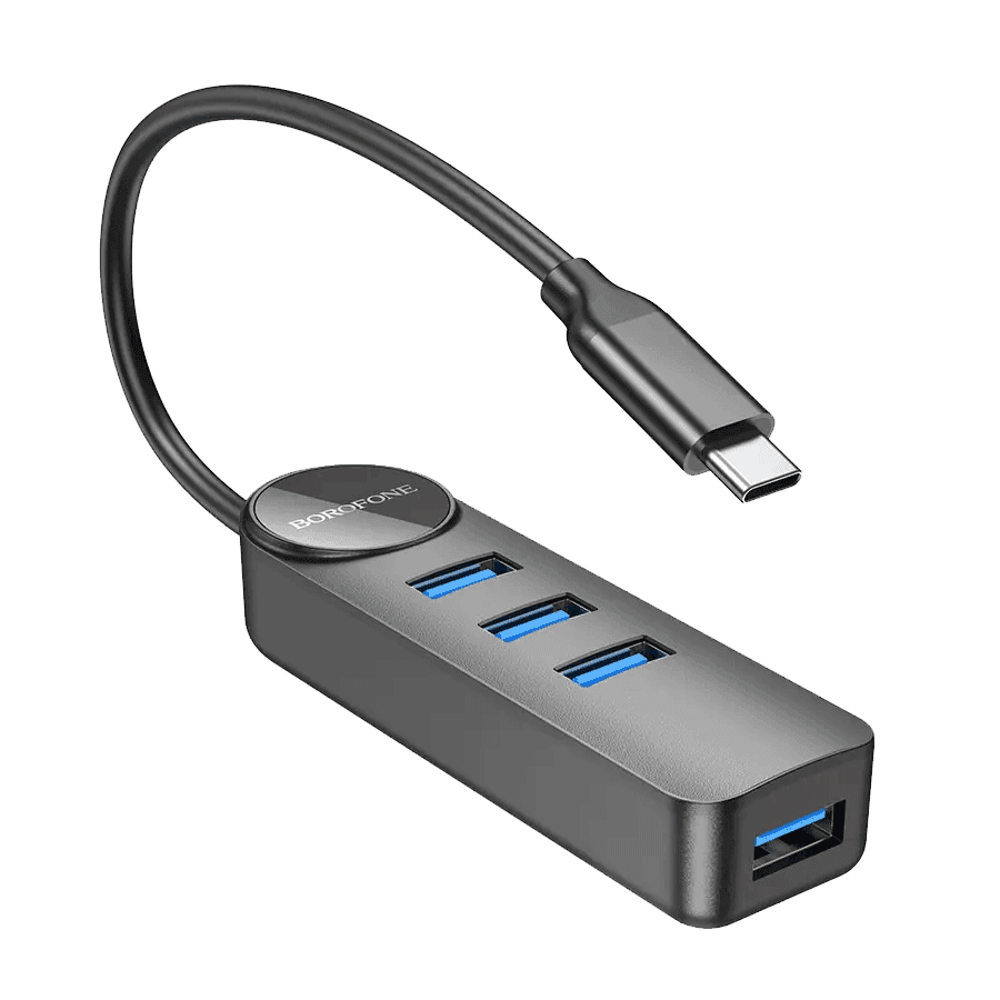 Borofone USB HUB DH5 Type-C 4 port USB 3.0, black