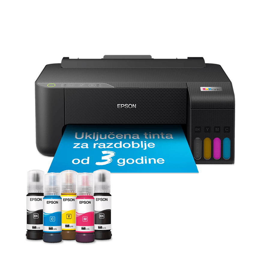 Epson Printer EcoTank L1270 33str/min BW. 15str/min Color, Rezolucija ispisa 5.760 x 1.440 dpi. USB+WiFi+WiFi Direct