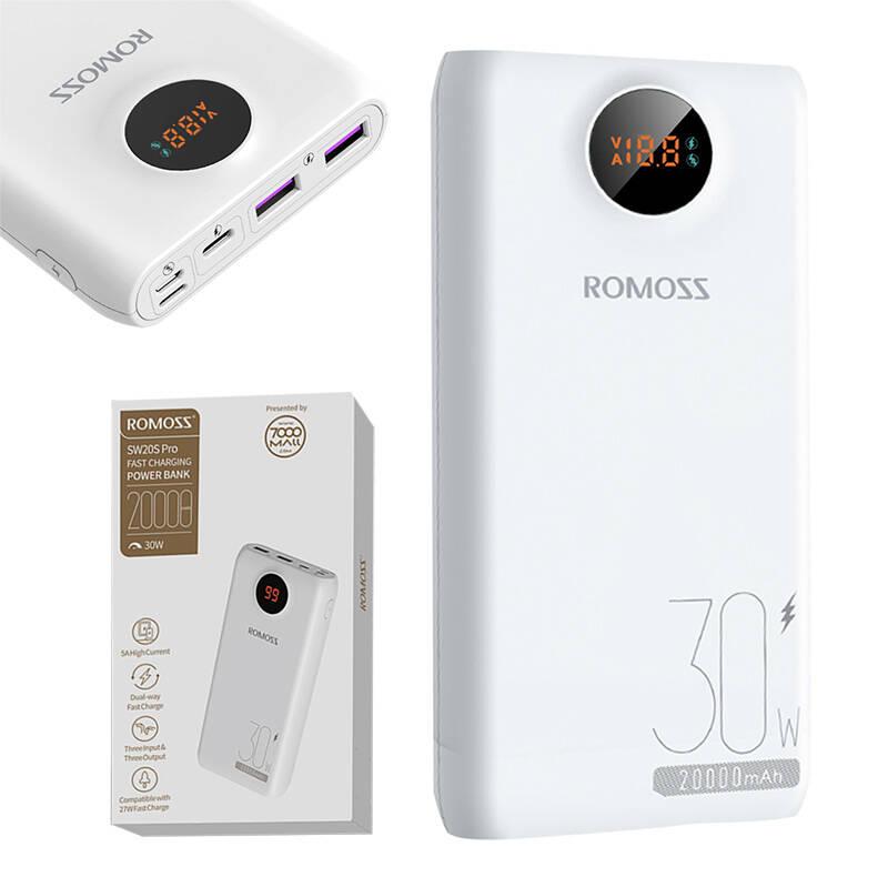 Romoss Eksterna baterija SW20S Pro, 20000mAh, 30W, Bijela