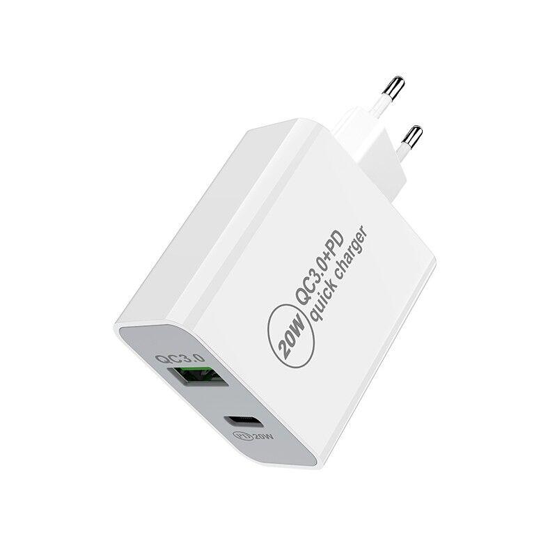 Appacs Punjač A34, USB-C, PD + QC, Dual port, 20W, Bijeli