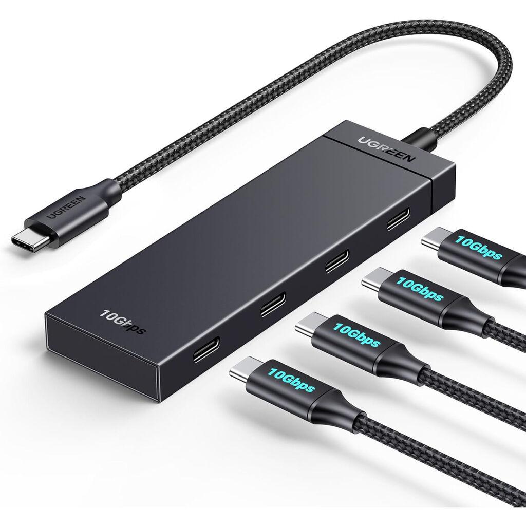 UGreen USB-C Hub, 10Gbps, 4x USB-C 3.2, Crni