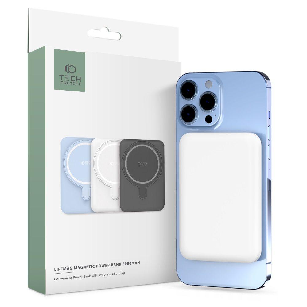 Tech Protect Magsafe eksterna baterija PB10 Lifemag, 5000 mAh, Bijela