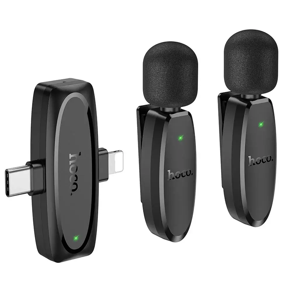 Hoco Lavalier bežični mikrofon, Lightning / Tip-C, L15, 2 komada, Crni