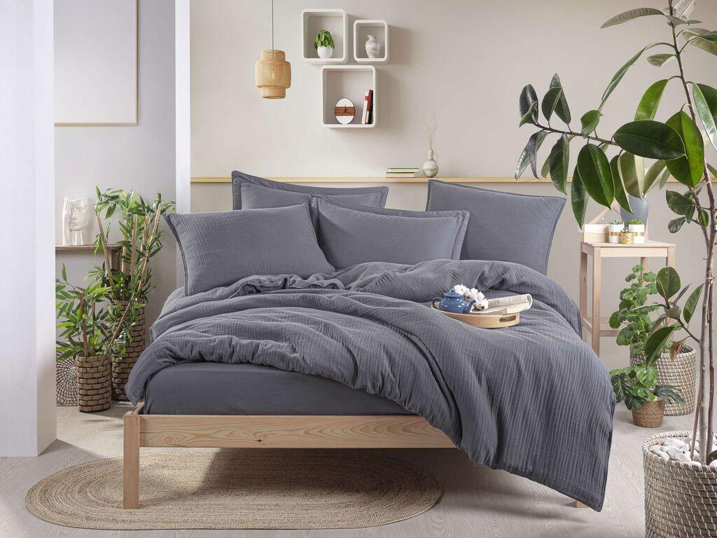L'essentiel Maison set posteljine Muslin, tamno siva