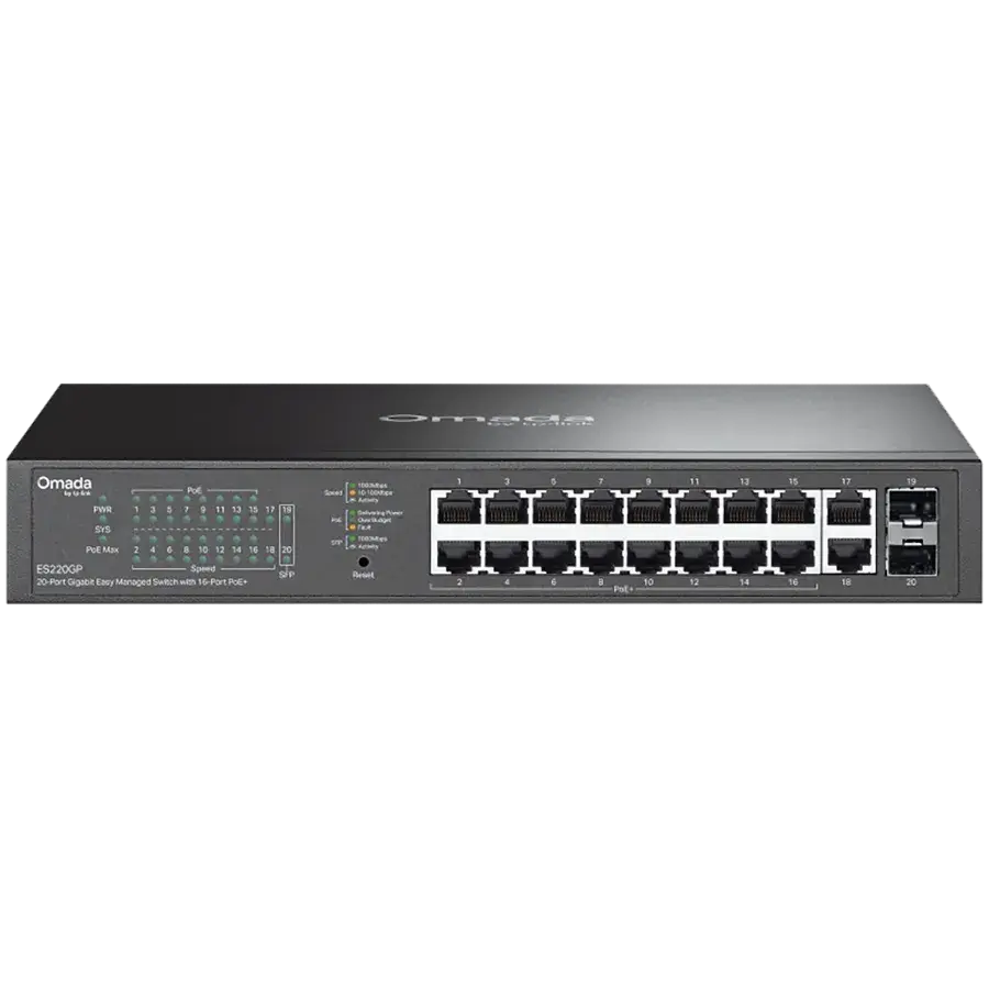 TP-Link Gigabit Omada ES220GP, 150 W PoE, Crni