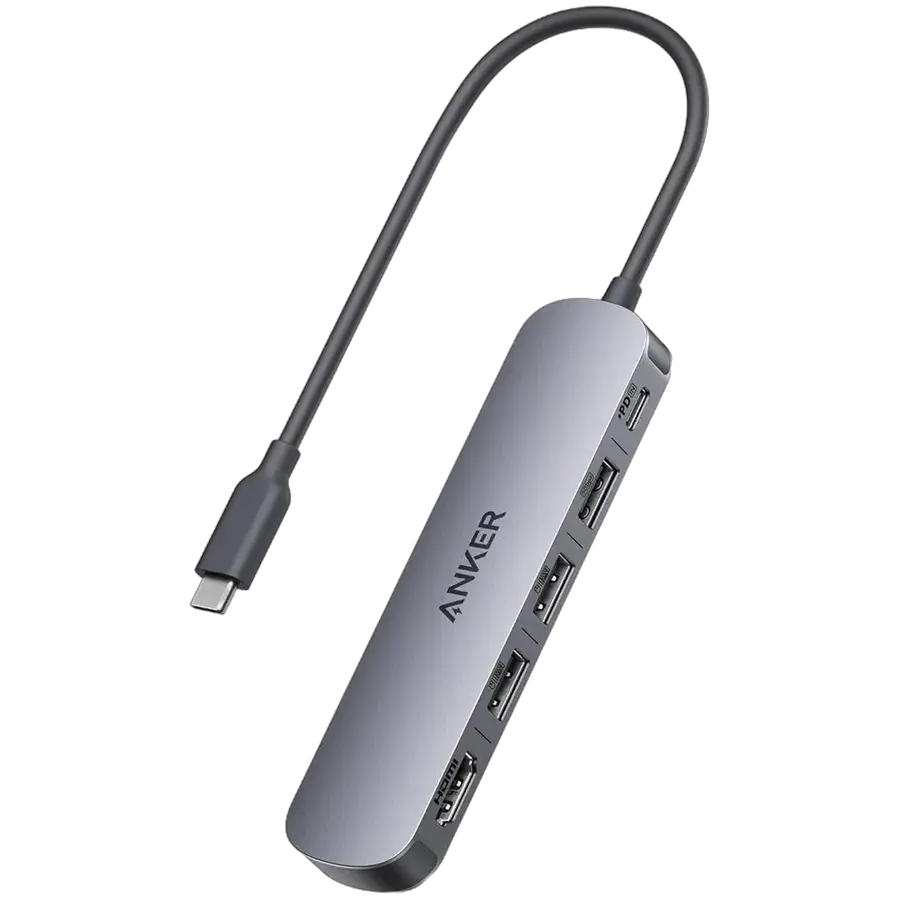 Anker Adapter 5u1, 4K, HDMI, USB-C, Sivi