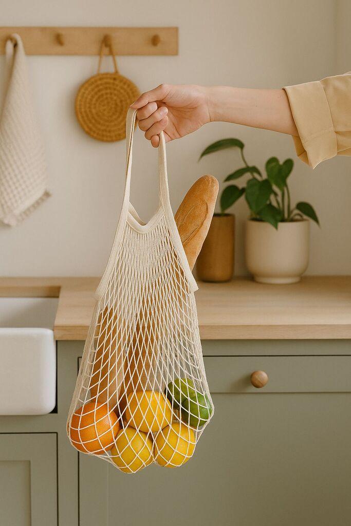 Aberto Design mrežasta torba, bež