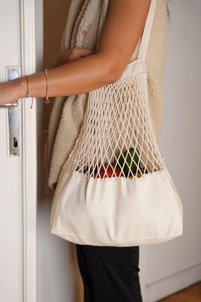 Aberto Design mrežasta torba, bež