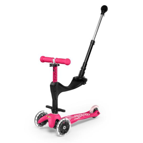 Micro Trotinet 3u1, Deluxe Plus, LED,  Roze-crni