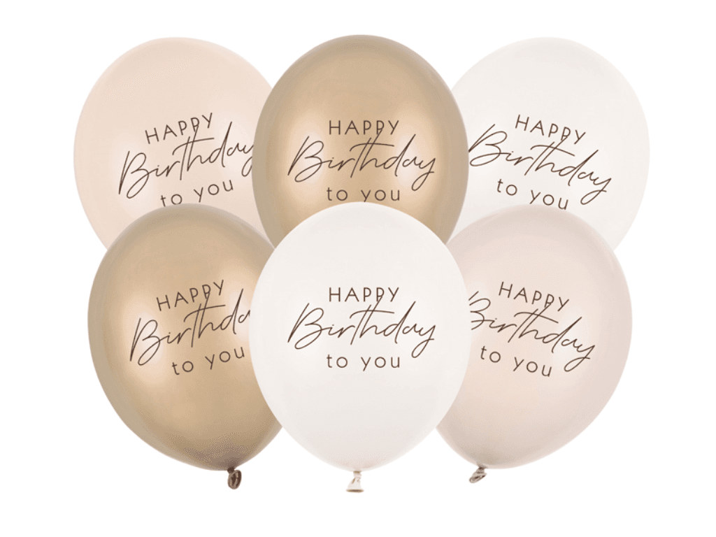 Balon Happy birthday to you SB14P-341-013, 30cm, 6komada, Bež