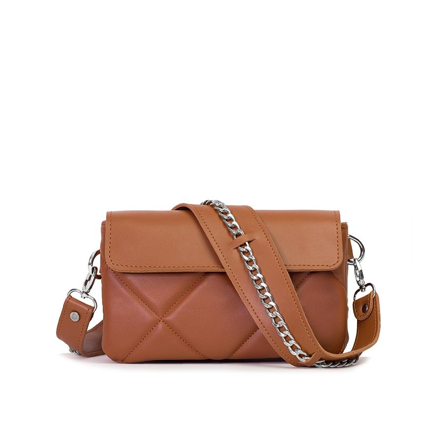 Lovely Bag Xenia Baby - Svijetlo Smeđa Torba, Srebreni Metal