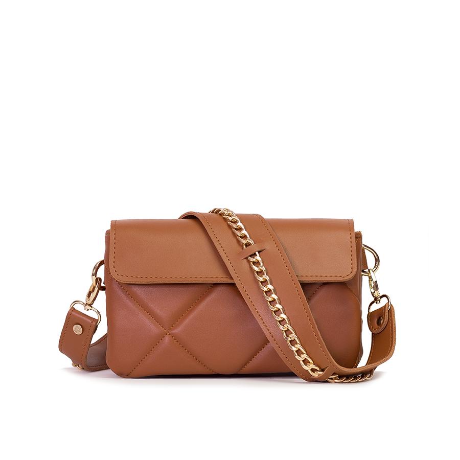 Lovely Bag Xenia Baby - Svijetlo Smeđa Torba, Zlatni Metal