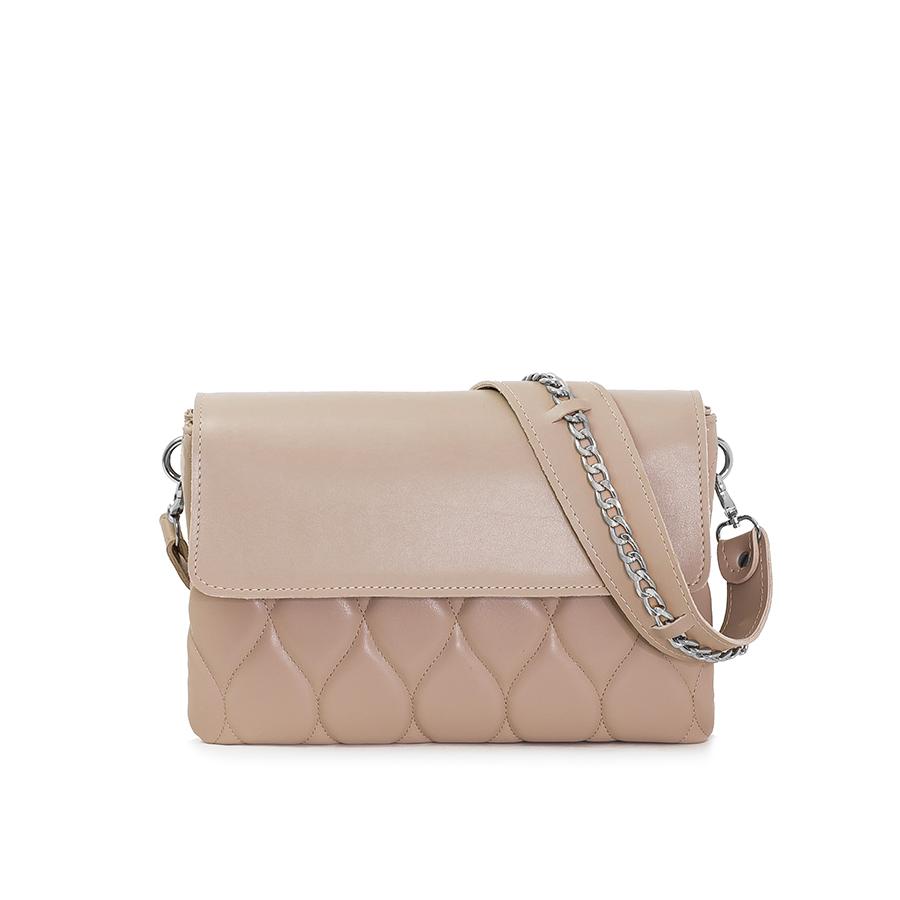 Lovely Bag Xenia - Tamno Bež Torba, Srebreni Metal