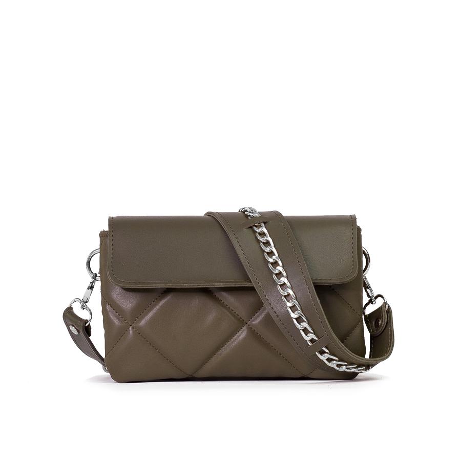 Lovely Bag Xenia Baby - Maslinasta Torba, Srebreni Metal