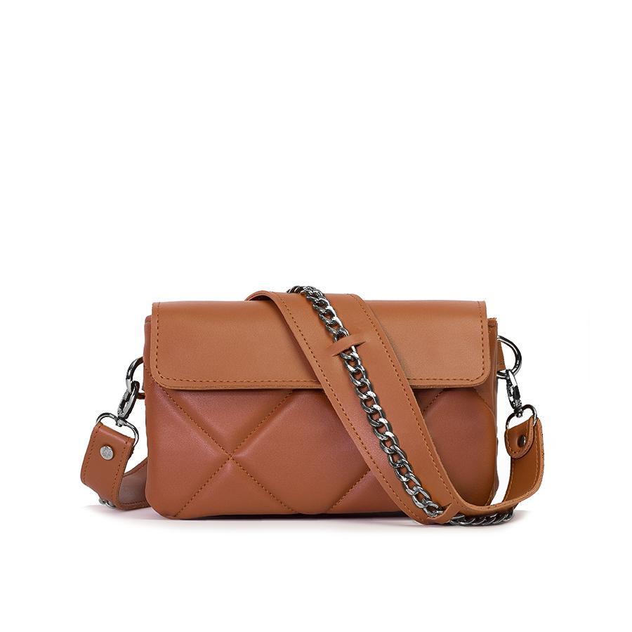 Lovely Bag Xenia Baby - Svijetlo Smeđa Torba, Crni Metal