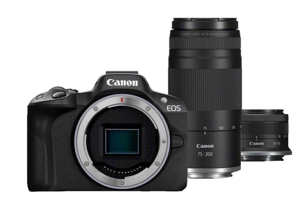Canon Fotoaparat r50 bk +Objektiv rf-s18-45 +Objektiv rf75-300