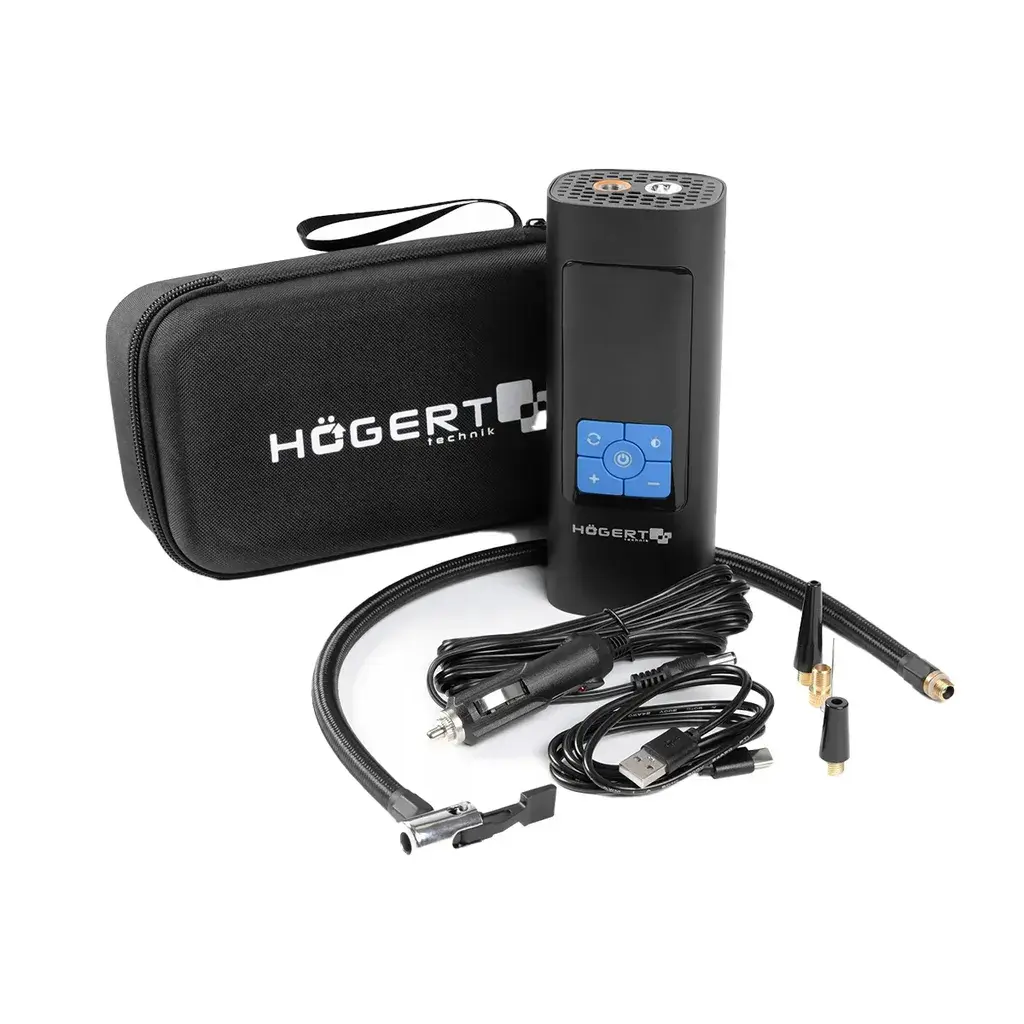 Hoegert 3-u-1 Aku Kompresor Powerbank Svjetiljka HT8G626, Crni