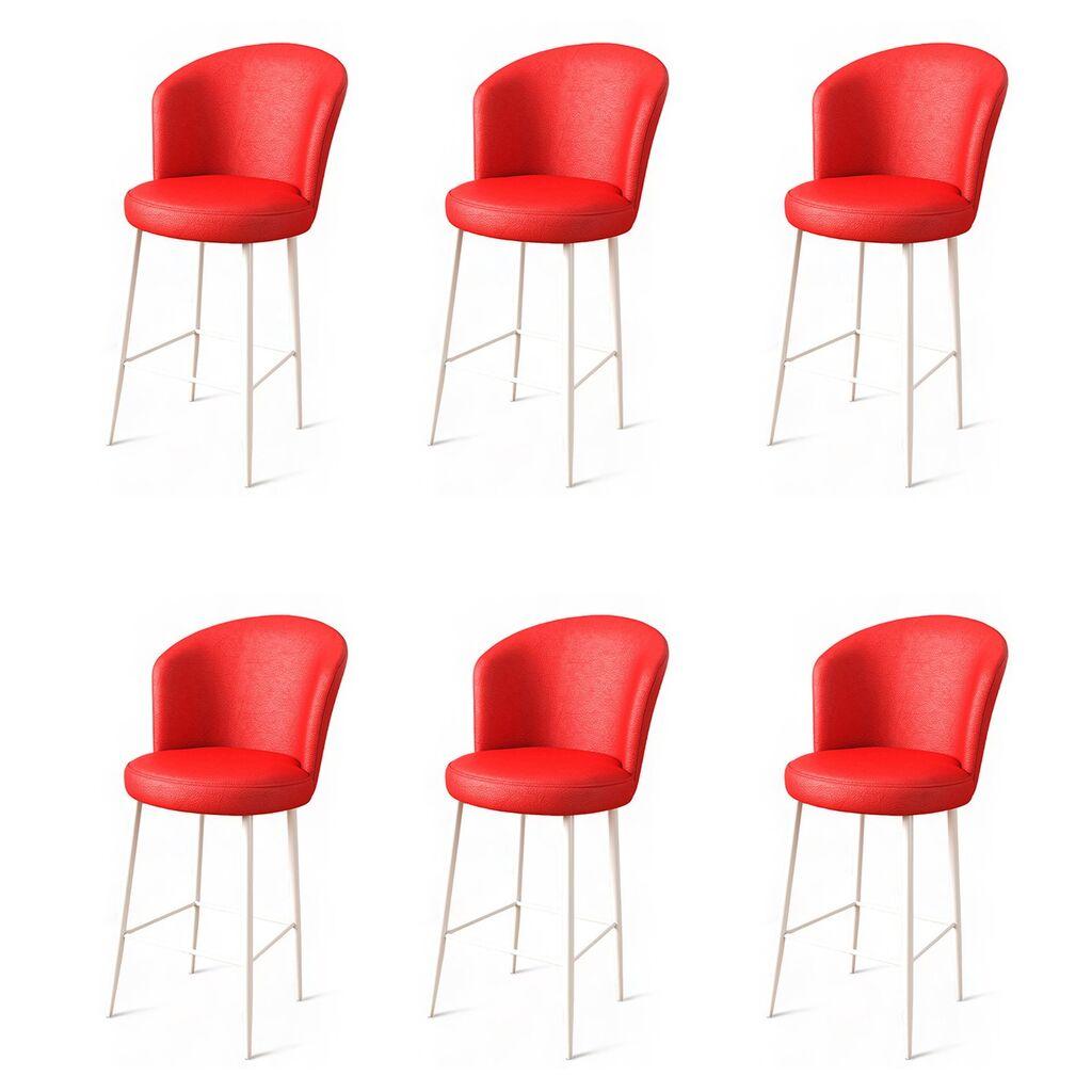 Hanah Home set barskih stolica Uras, 6 dijelova, crvena i bijela