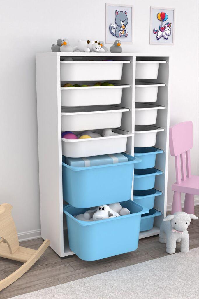 Hanah Home Višenamjenska komoda Rine 2D4K8U, 69,5 x30 x109 cm, Plavo-bijela