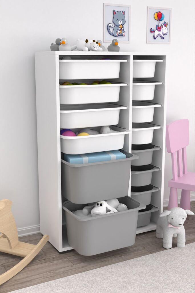 Hanah Home Višenamjenska komoda Rine 2D4K8U, 69,5 x109 x30 cm, Sivo-bijela