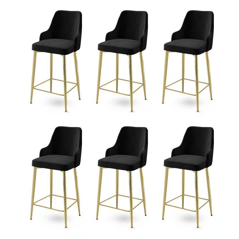 Hanah Home set barskih stolica Enox, 6 dijelova, crna i zlatna