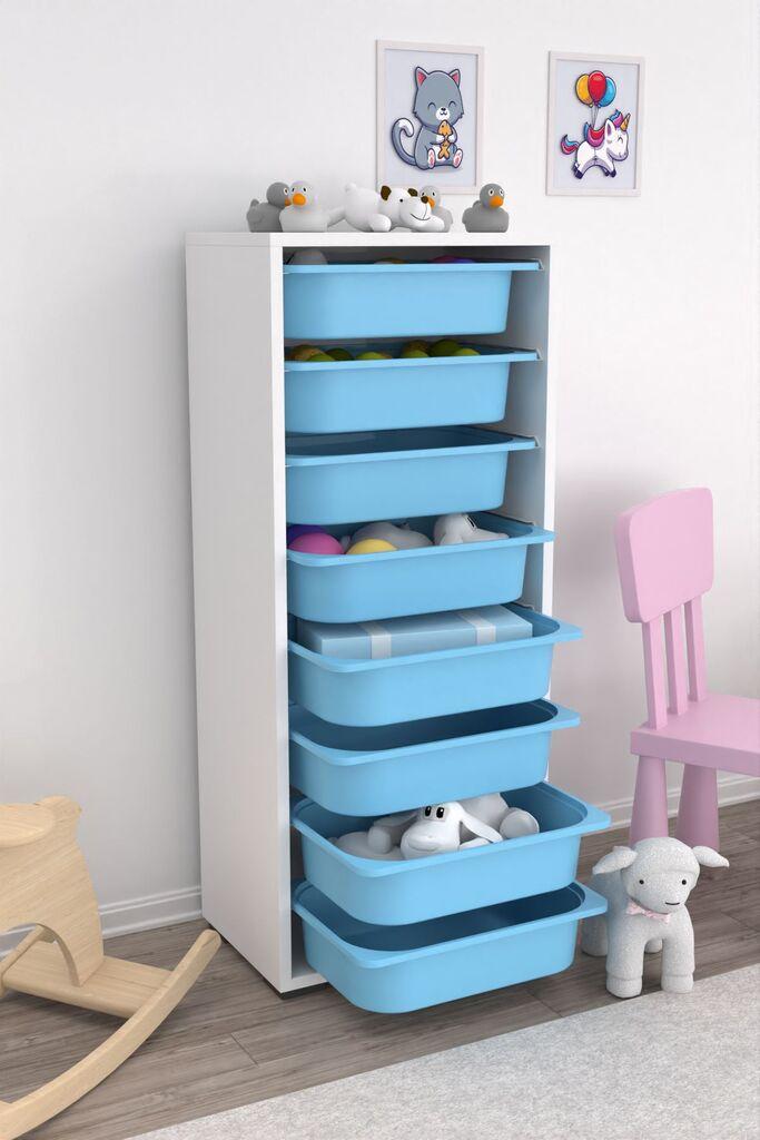 Hanah Home Višenamenska komoda Cara 8N, 45.5 x30 x109 cm, Bijelo-plava