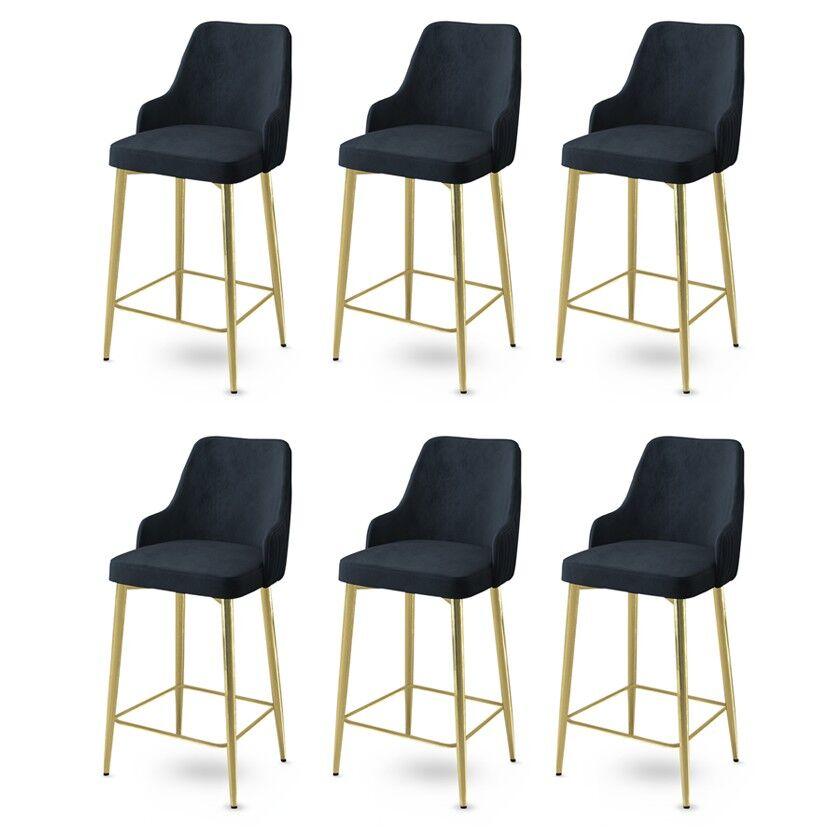 Hanah Home Set barskih stolica Enox, 6 dijelova, antracit-zlatna