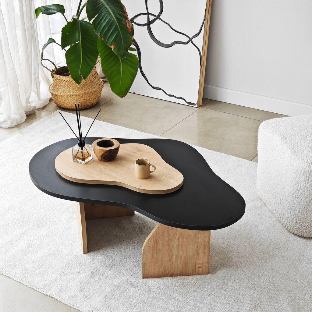 Hanah Home Club sto Melted, 105x35x65 cm, Bež-crni