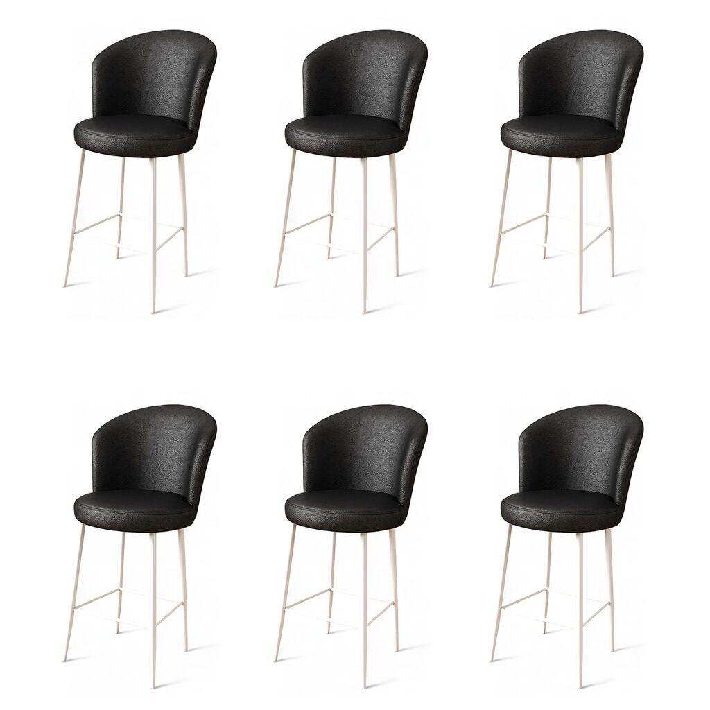 Hanah Home set barskih stolica Uras, 6 dijelova, crno-bijela