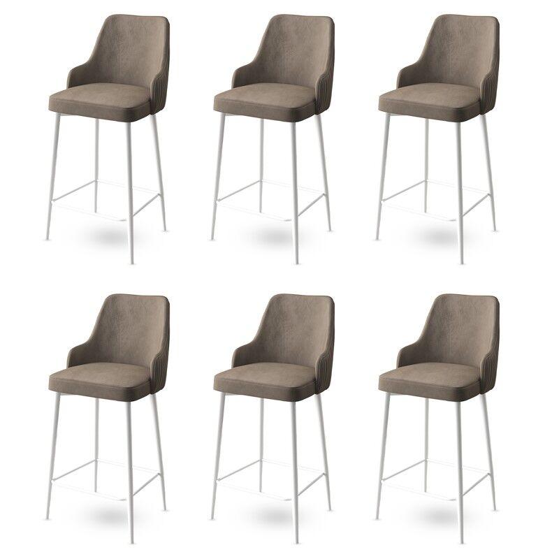 Hanah Home Set barskih stolica Enox, 6 dijelova, Bež-bijela