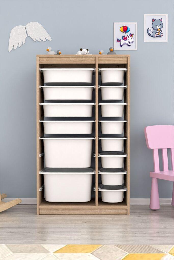 Hanah Home Montana Xs višenamjenska komoda 2D4N8U, 69 x 112,2 x 29,6 cm, Smeđe-bijela