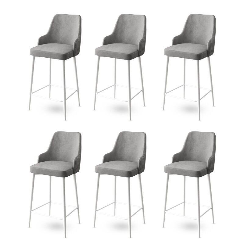 Hanah Home Set barskih stolica Enox, 6 dijelova, Sivo-bijela