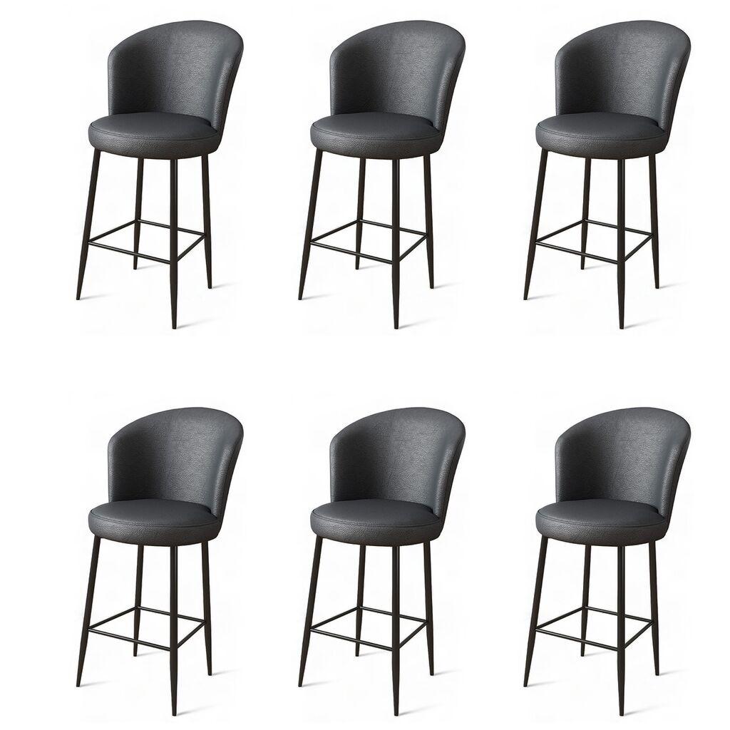 Hanah Home Set barskih stolica Uras, 6 dijelova, antracit-crna