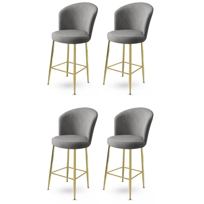 Hanah Home Set barskih stolica Fora, 4 dijela, Sivo-zlatna
