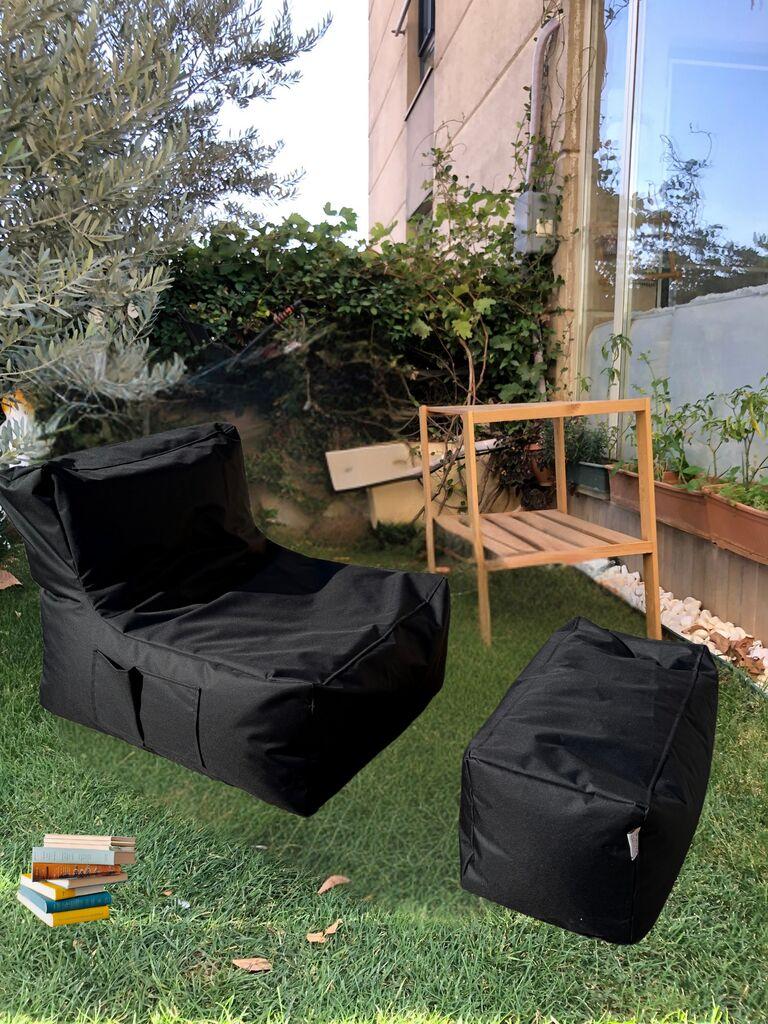 Atelier del Sofa Lazy bag set Sedir, 75x70x95 cm, 75x35x35 cm, Crni