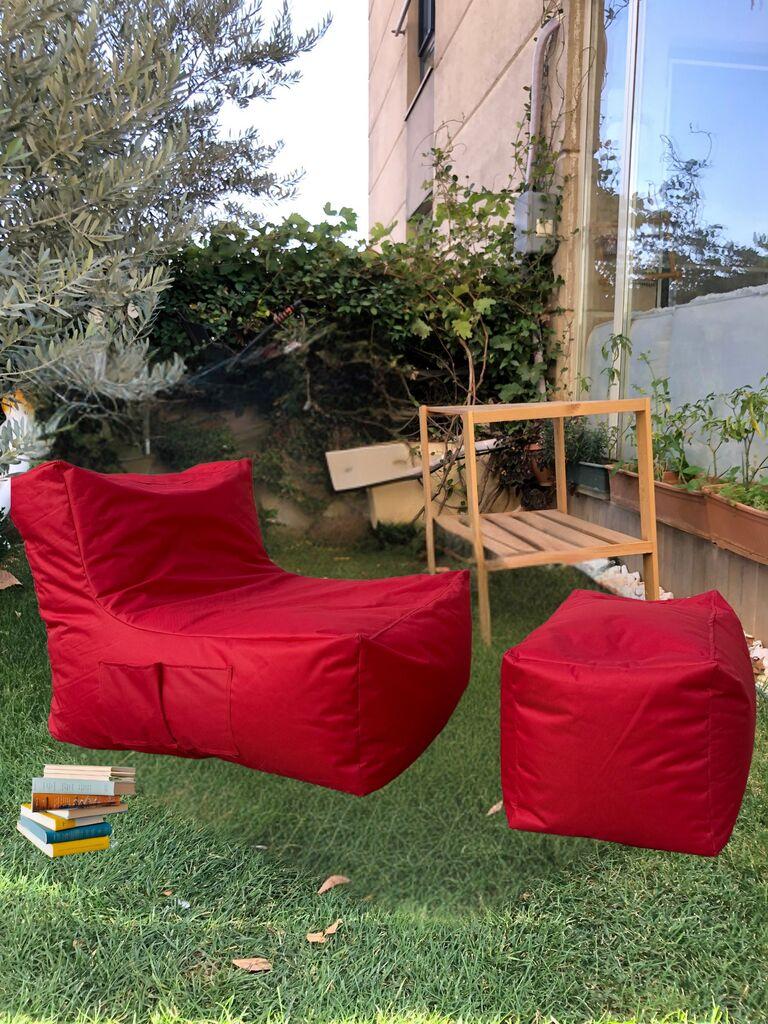 Atelier del Sofa Lazy bag set Sedir, 75x70x95 cm, 75x35x35 cm, Crveni
