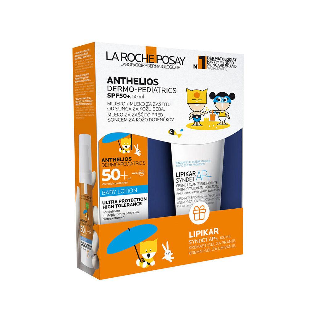 La Roche Posay Set Losion za ojetljivu kožu beba SPF50, 50ml + Lipikar Syndet AP+ gel za čišćenje 100ml Anthelios Demo-pediatrics