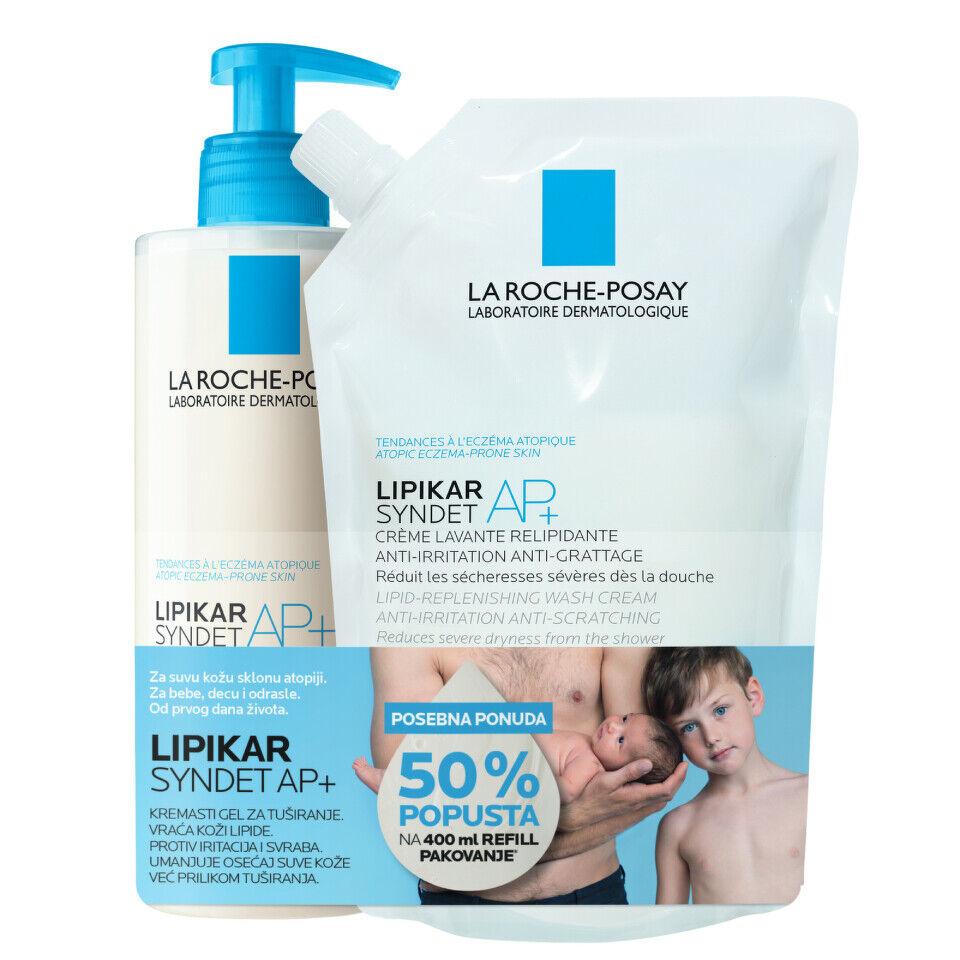 La Roche Posay Gel za bebe Lipikat Syndet AP 400ml + Eco refill Syndet 400ml