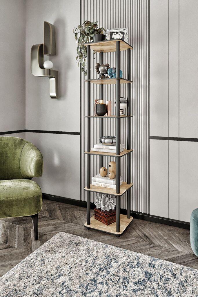 Hanah Home Biblioteka Biblioteka 6 nivoa kvadratna, hrast