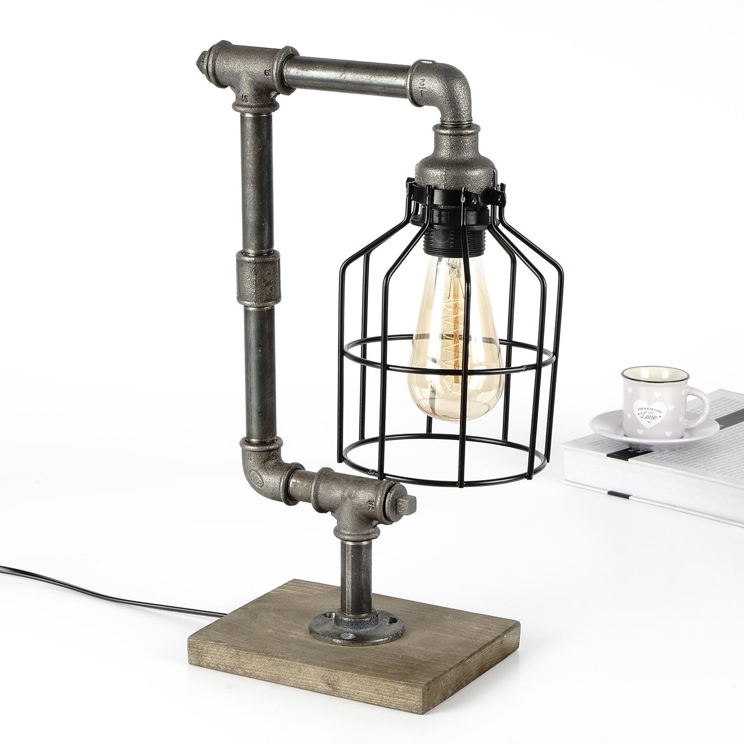 Opviq Stona lampa E27 Grlo, Crno-srebrna