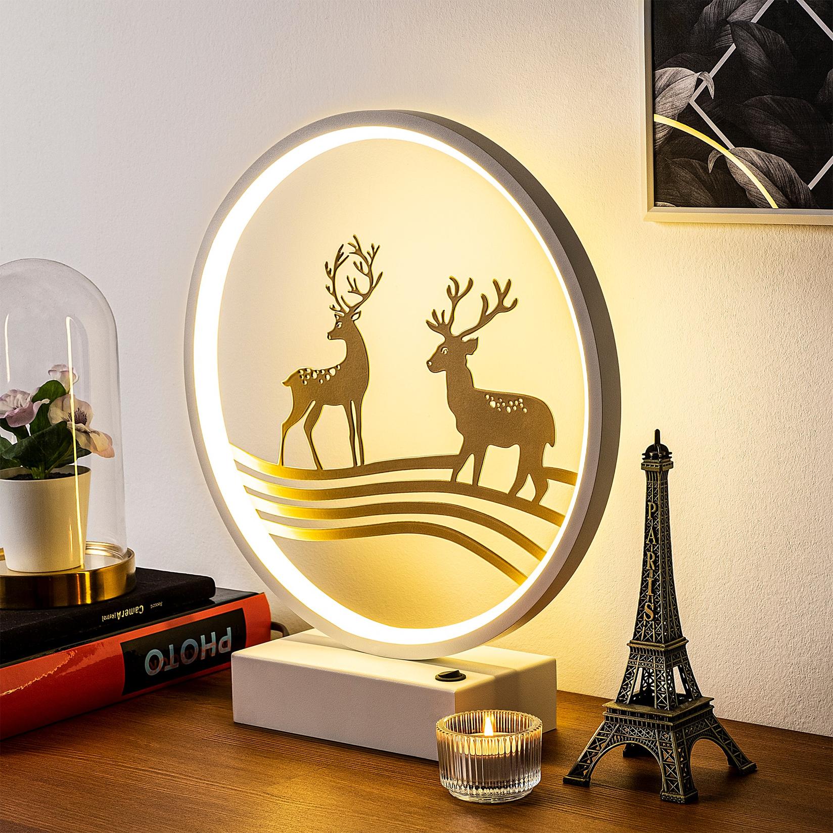 Opviq Stona lampa, Bijelo-zlatna