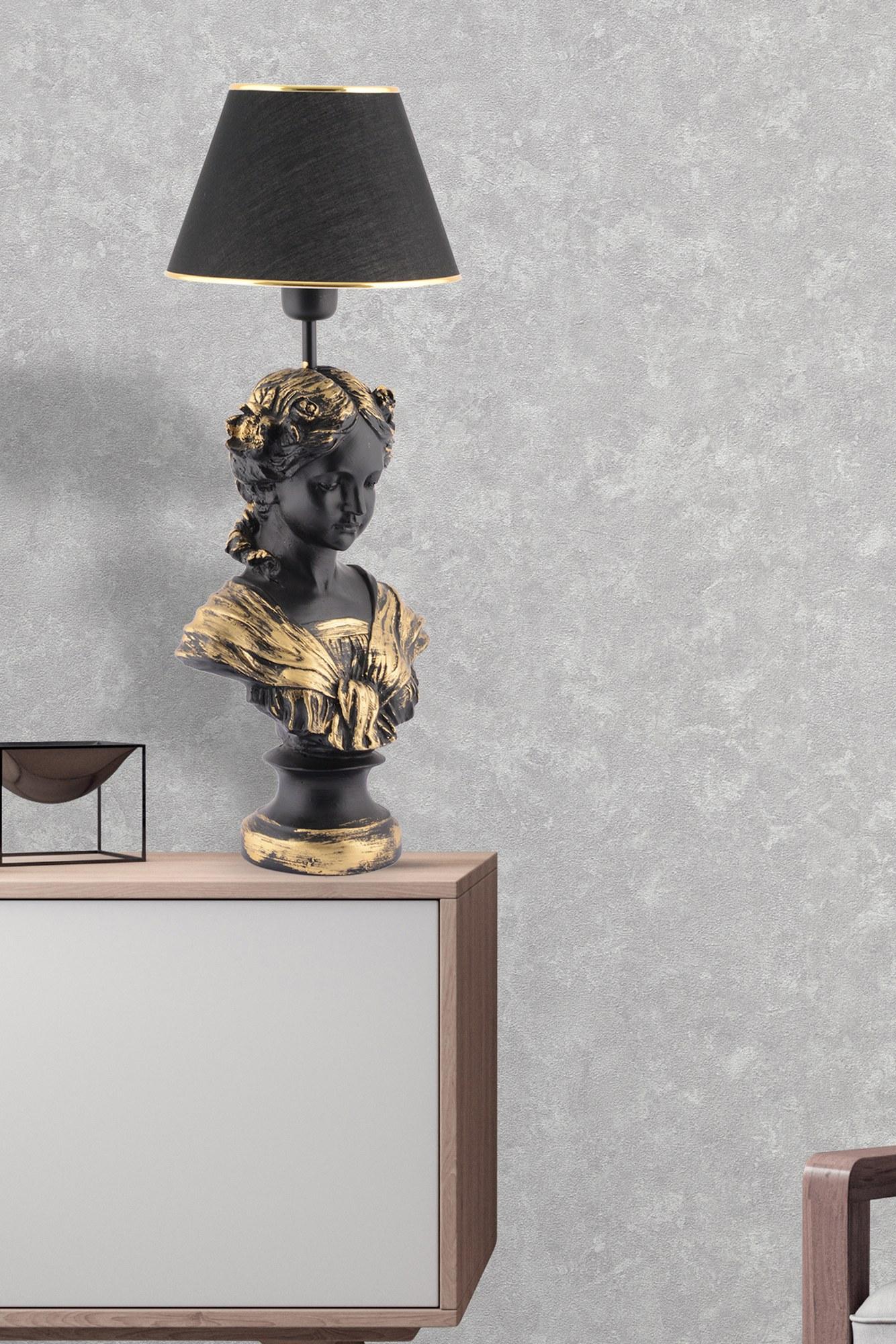 Opviq Stona lampa E27 Grlo, Crno-zlatna