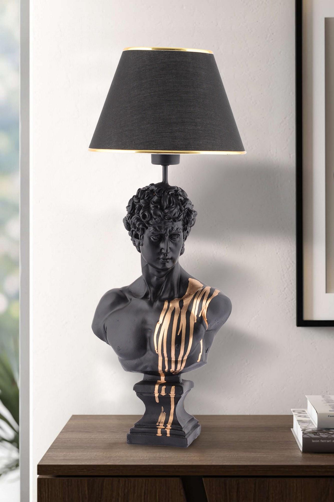 Opviq Stona lampa E27 Grlo, Crno-zlatna