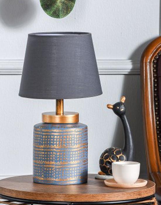 Opviq Stona lampa E27 Max 40W, Plavo-zlatna