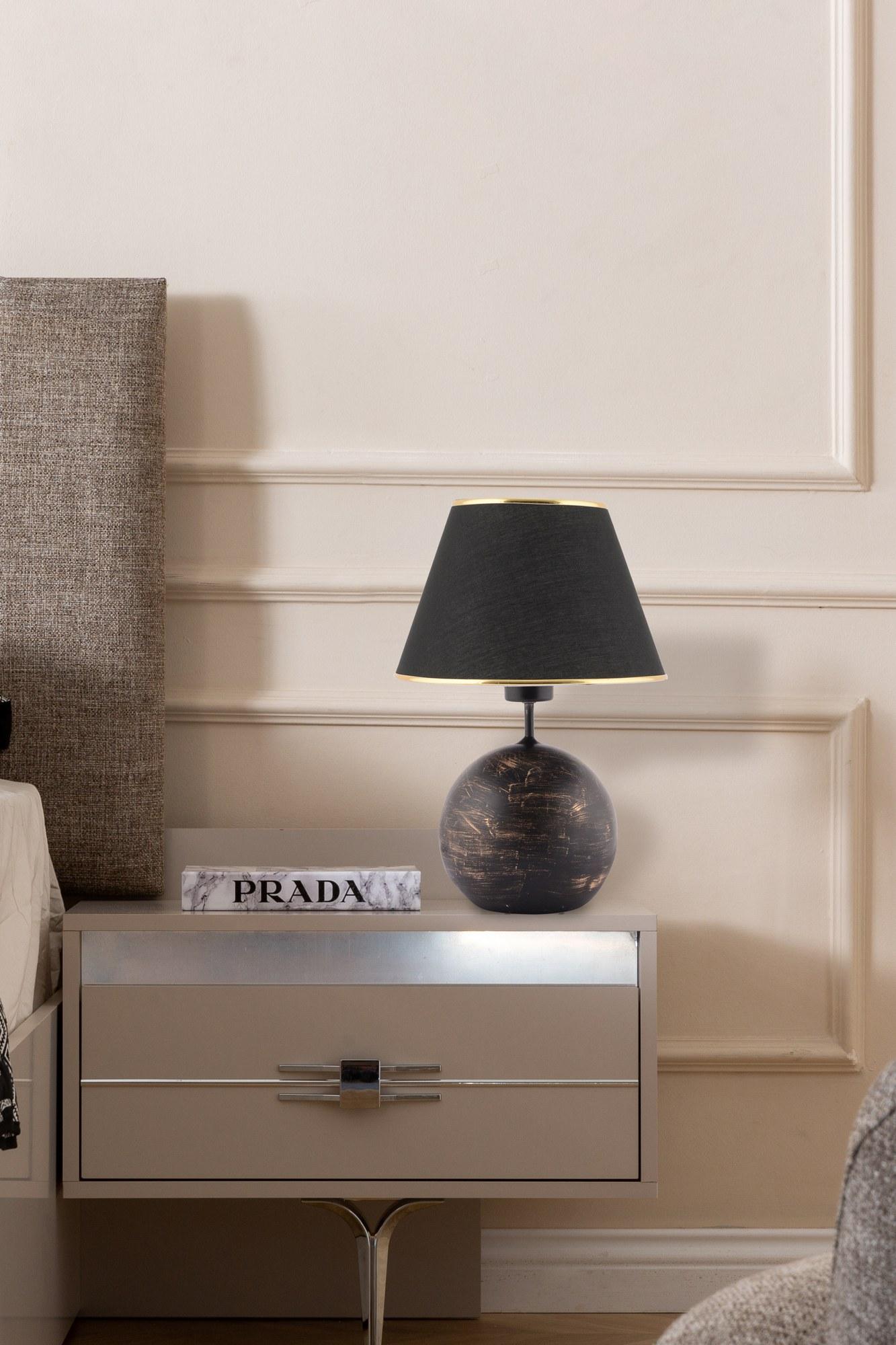 Opviq Stona lampa E27 Grlo, Crno-zlatna