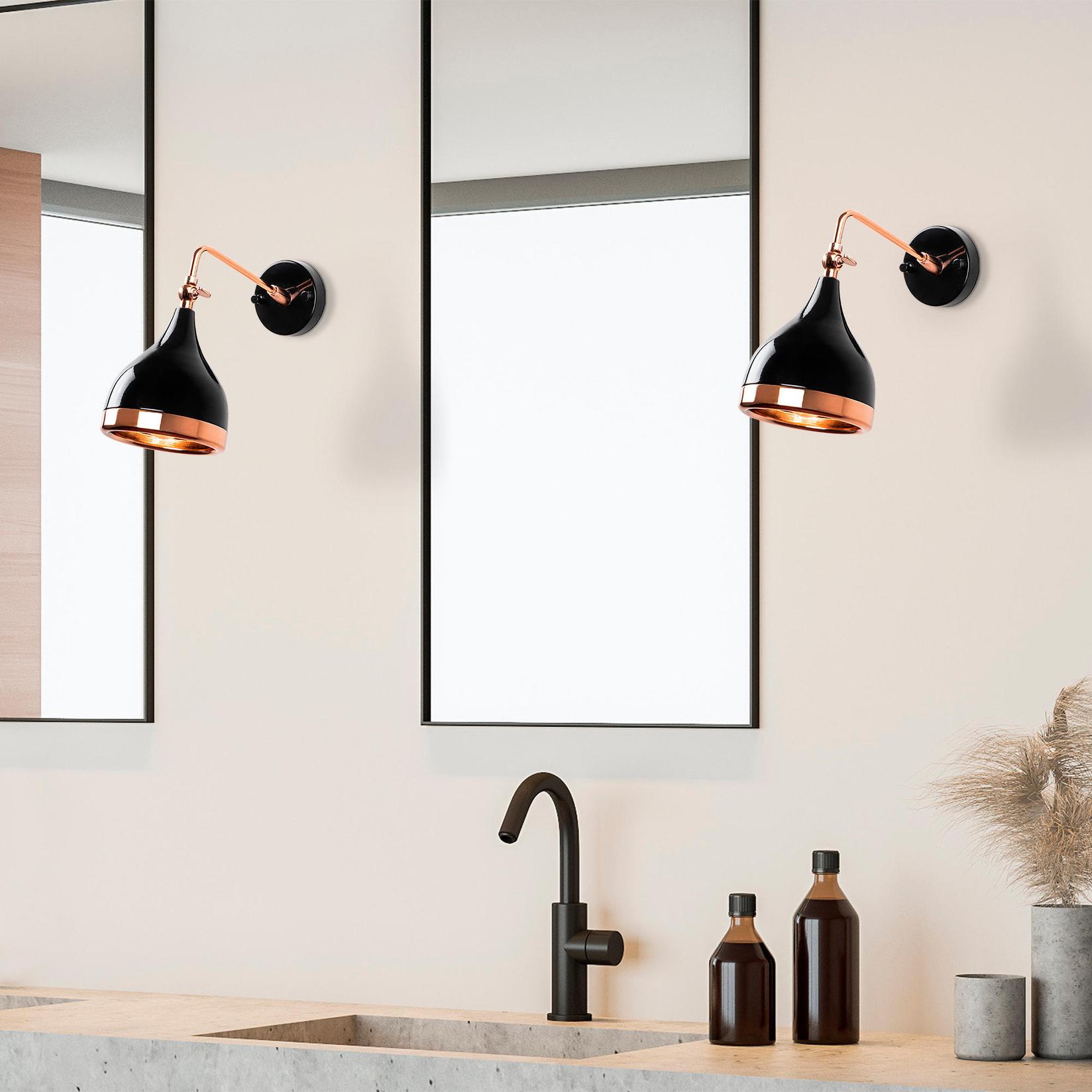 Opviq Zidna lampa E27 Grlo, Crno-bakarno