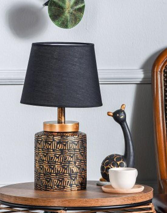 Opviq Stona lampa E27 Grlo, Crno-zlatna