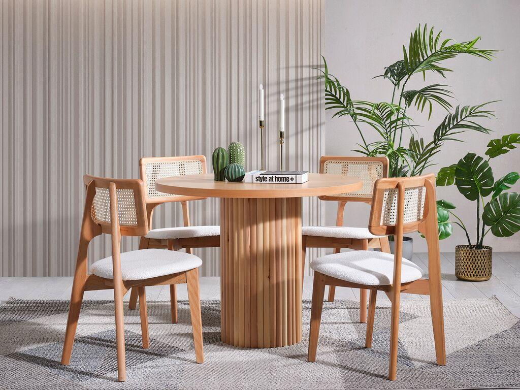 Hanah Home Lova trpezarijski sto i stolice, 4 stolice, Smeđa